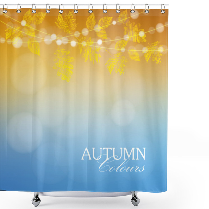 Personality  Autumn, Fall Background With Maple And Oak Leaves And Lights, Vector Shower Curtains