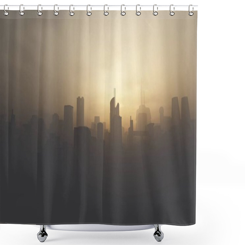 Personality  Post Apocalyptic Heavily Air Polluted Smoggy Metropolis Shower Curtains