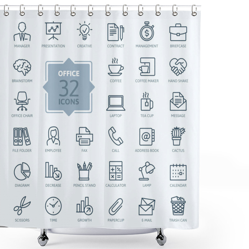 Personality  Outline Web Icon Set - Office. Shower Curtains