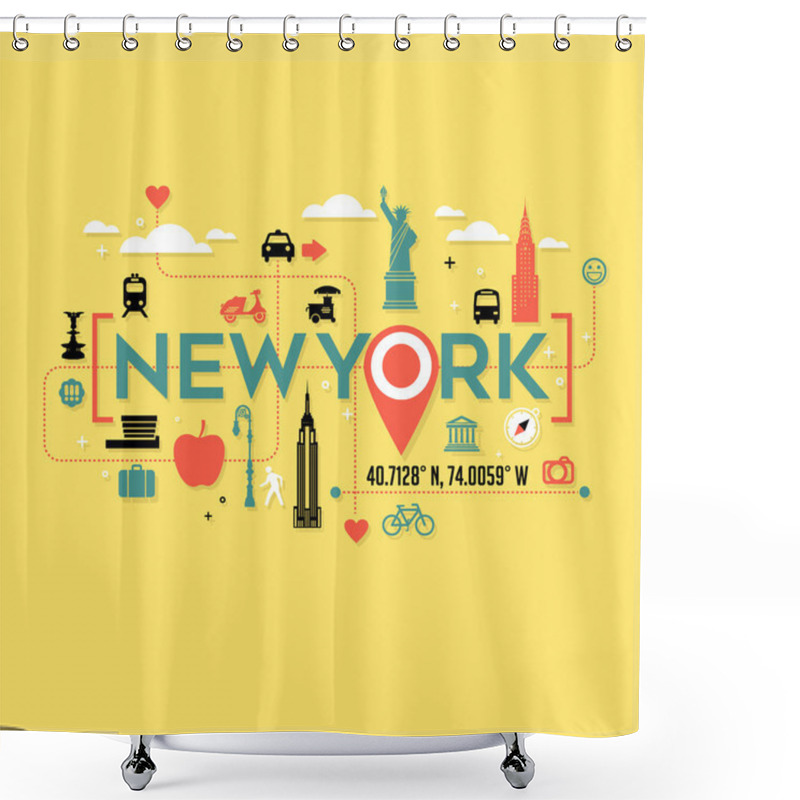 Personality  New York City Icons And Typography Design For Cards, Banners, Tshirts, Posters Shower Curtains