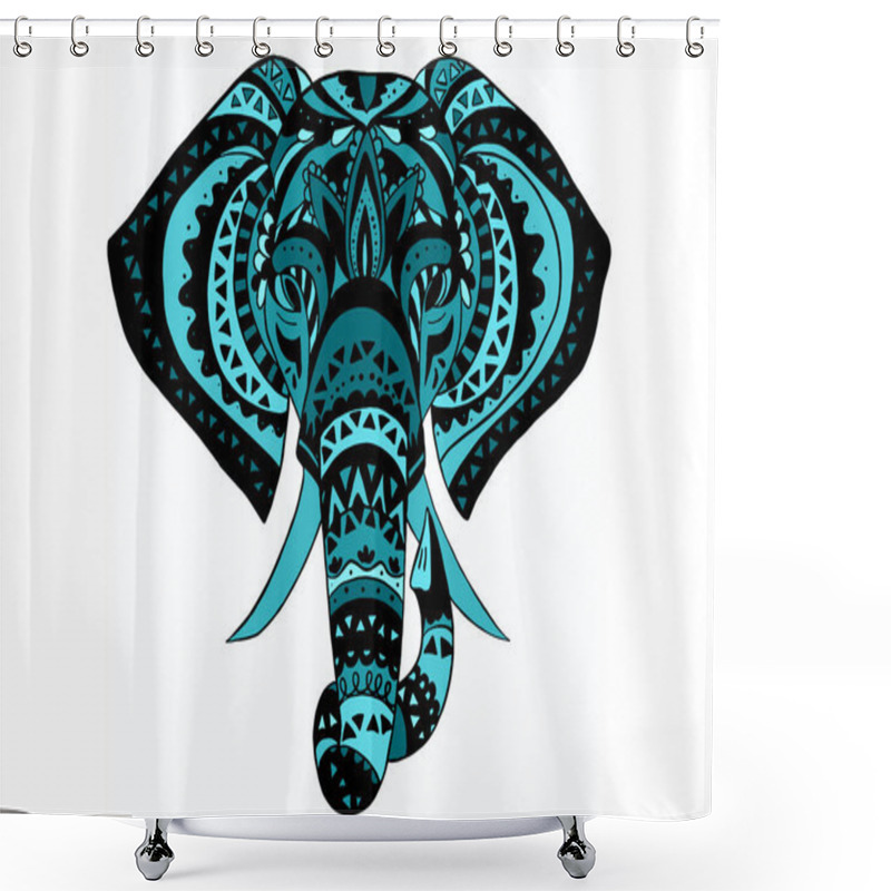 Personality  Vintage Graphic Vector Indian Lotus Ethnic Elephant. African Tribal Ornament. Can Be Used For A Coloring Book, Textile, Prints, Phone Case, Greeting Card Shower Curtains