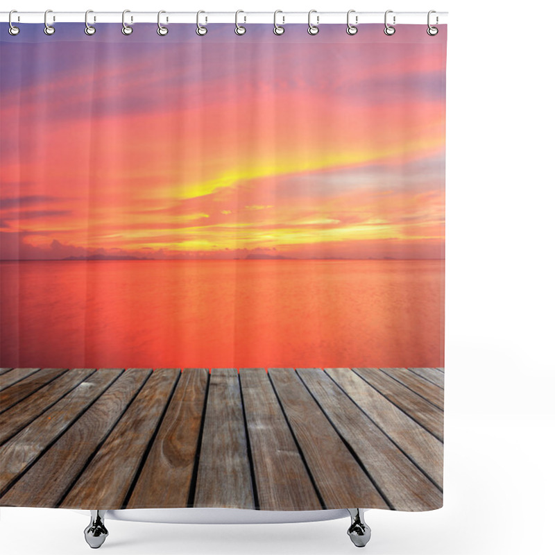 Personality  Wood Decking And Sunset Shower Curtains