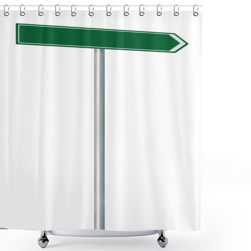 Personality  Right Road Route Direction Pointer This Way Sign, Green Isolated Shower Curtains