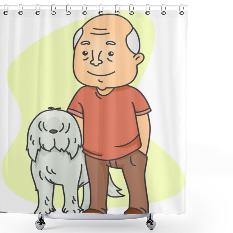 Personality  Old Man With His Dog Shower Curtains