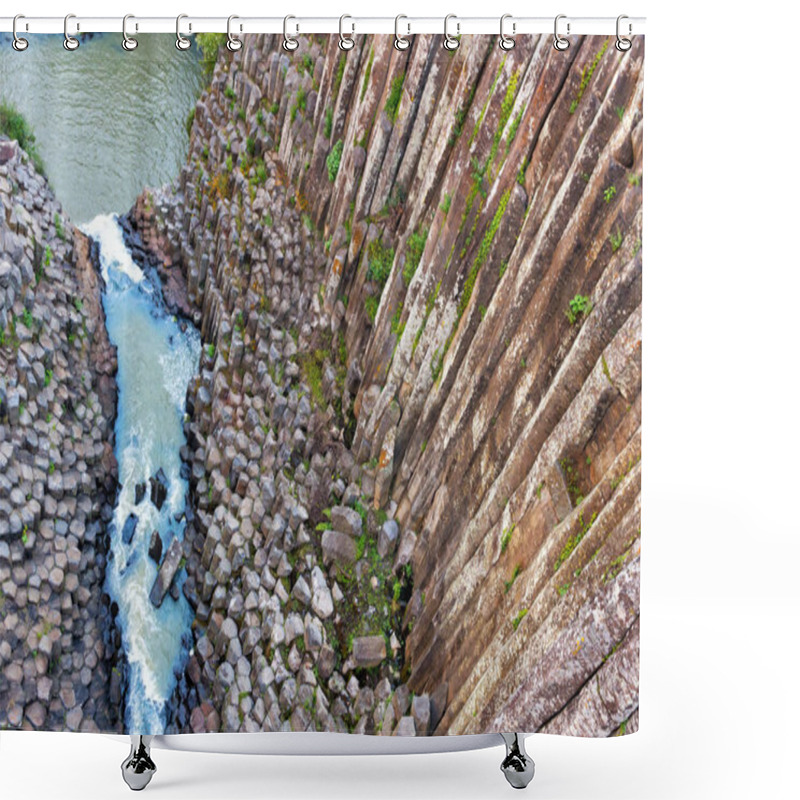 Personality   Basaltic Prisms Of Santa Maria Regla. Tall Columns Of Basalt Rock In Canyon, Huasca De Ocampo, Mexic Shower Curtains