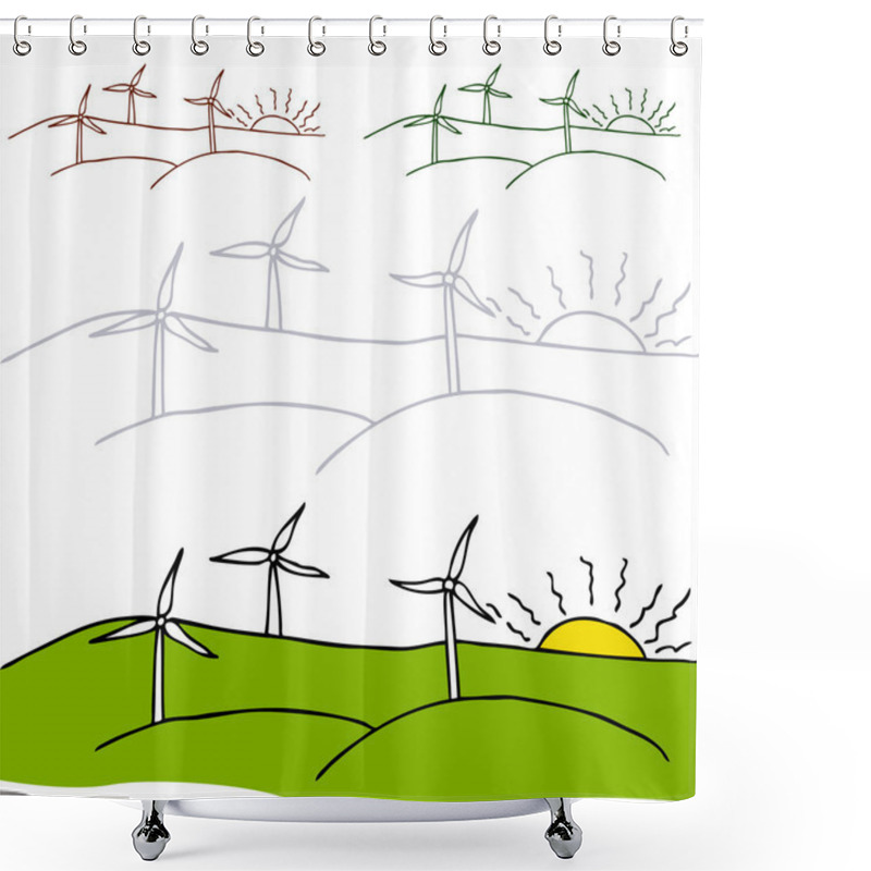 Personality  Wind Turbines Shower Curtains