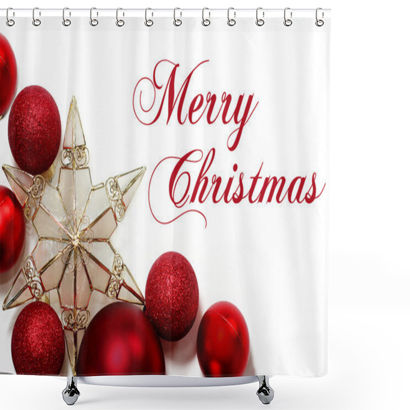 Personality  Merry Christmas Sign With Ornaments Border Shower Curtains