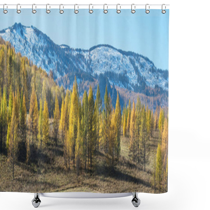 Personality  Snow-capped Peaks, Autumn Panoramic View Shower Curtains