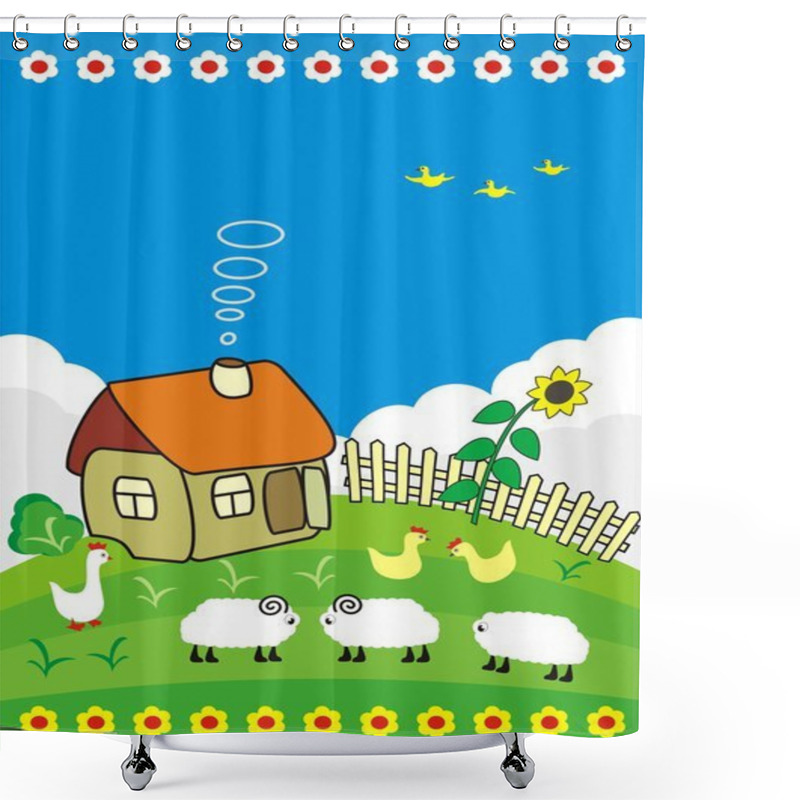 Personality  Rural Small House. Shower Curtains