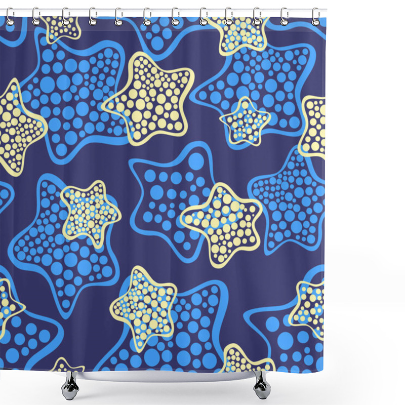 Personality  Seamless Pattern With Sea Stars Shower Curtains