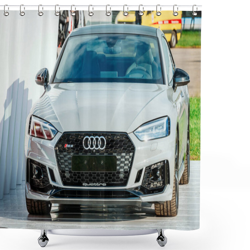 Personality  Car Audi RS-5. Russia, Moscow. July 2017 Shower Curtains