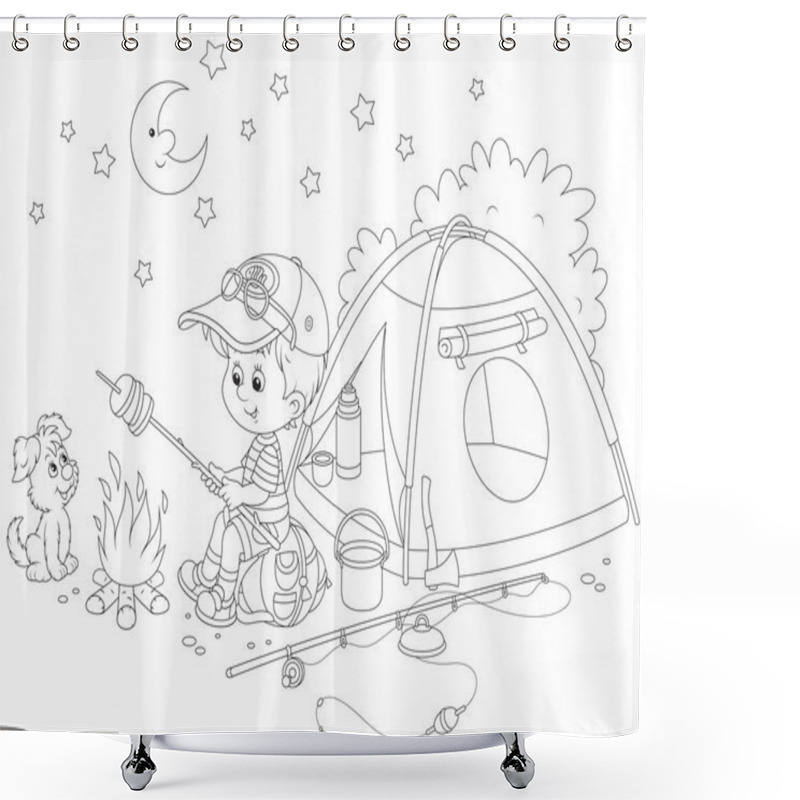 Personality  Boy Scout Roasting Bread On Campfire Shower Curtains