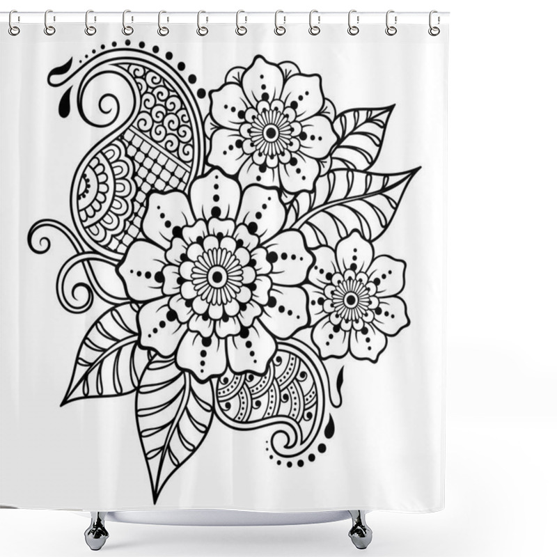 Personality  Henna Tattoo Flower Template In Indian Style. Ethnic Floral Paisley - Lotus. Mehndi Style. Ornamental Pattern In The Oriental Style. Shower Curtains