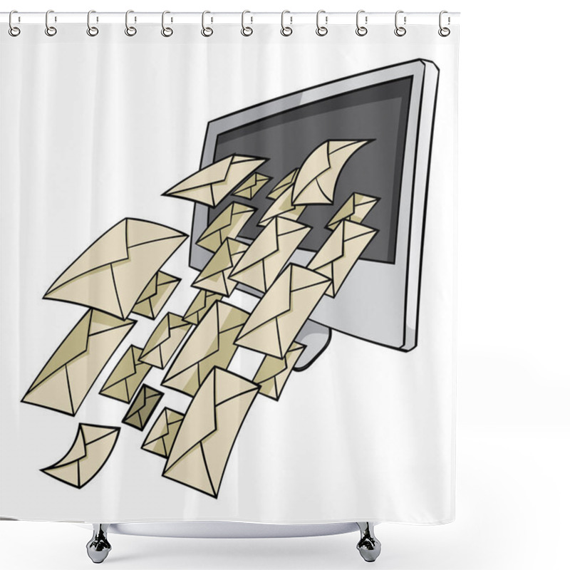 Personality  Cartoon Computer Screen With Letters Isolated On White Background, Vector, Illustration  Shower Curtains