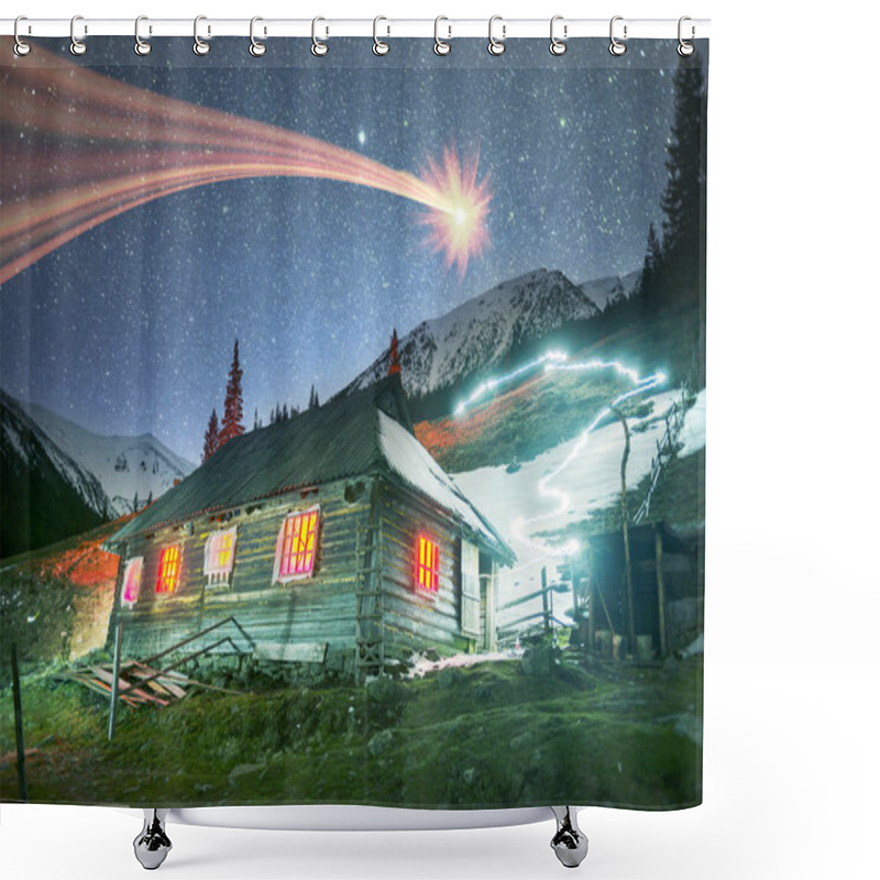 Personality  Magic House In Mountains Shower Curtains