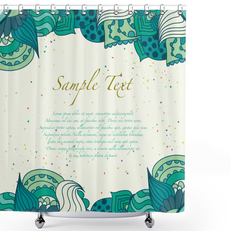 Personality  Green Floral Card Template With Place For Text. Shower Curtains