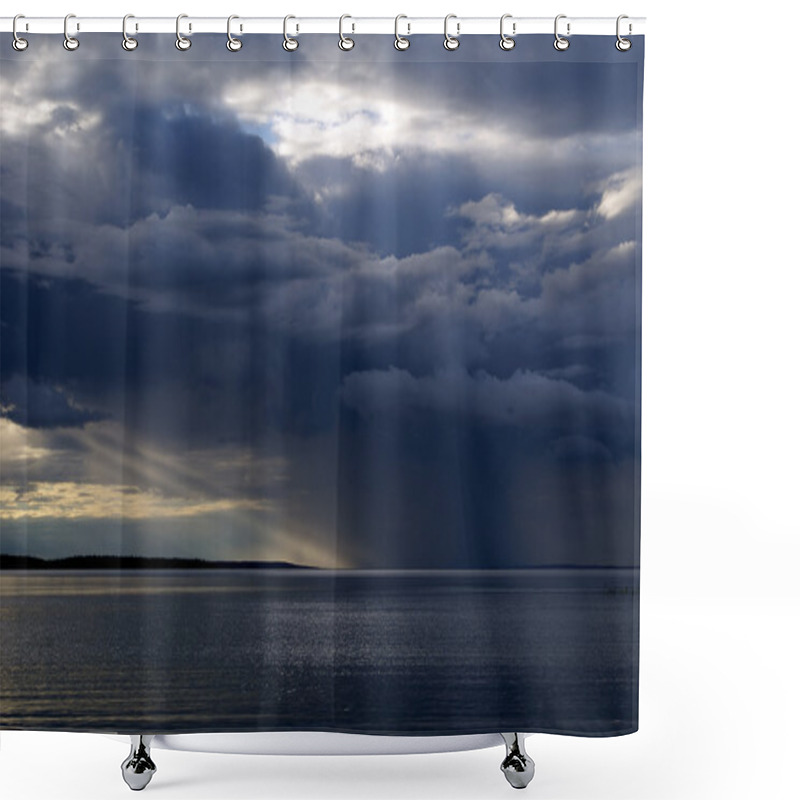 Personality  Landscape With Cloudy Sky And Sunbeam Shower Curtains