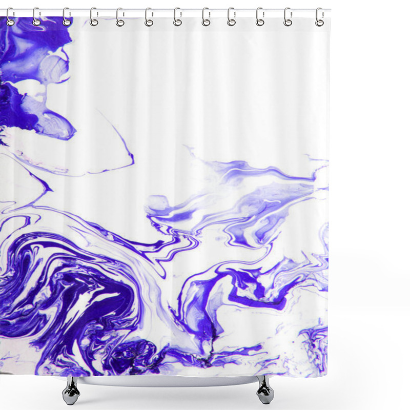 Personality  Abstract Hand Drawn Paint Background: Blue Patterns On White Backdrop Shower Curtains