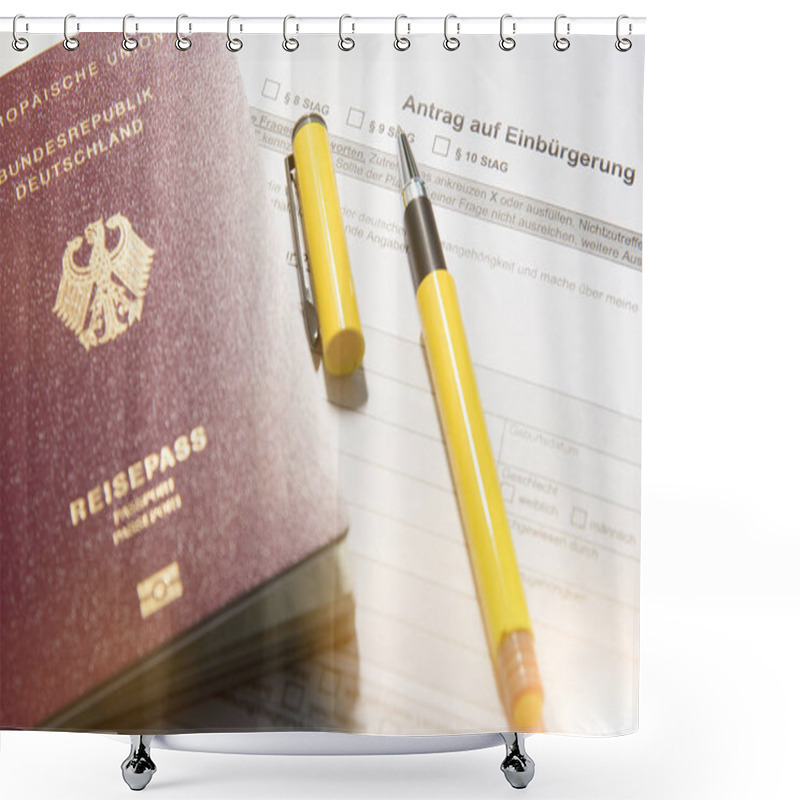 Personality  German Passport With Petition For Naturalization And Pen Shower Curtains