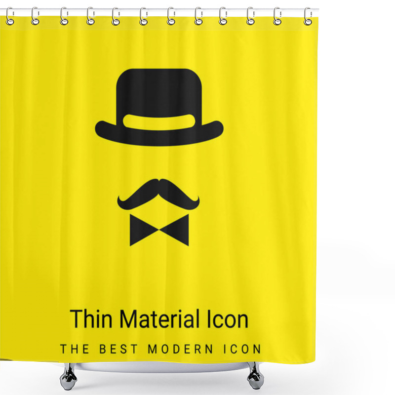 Personality  Antique Male Character Of A Hat A Bow And A Mustache Minimal Bright Yellow Material Icon Shower Curtains