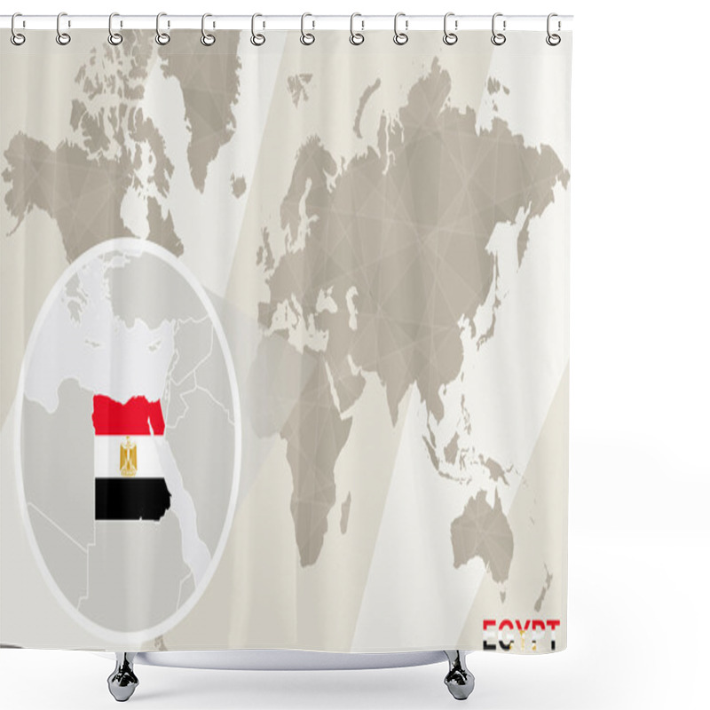 Personality  Zoom On Egypt Map And Flag. World Map. Shower Curtains