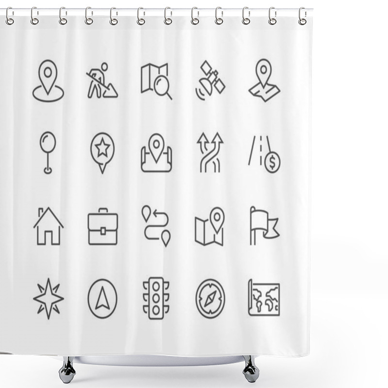 Personality  Line Navigation Icons Shower Curtains