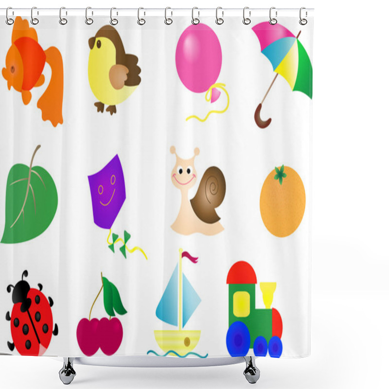 Personality  Abstract Toy Vector Icon Set Shower Curtains