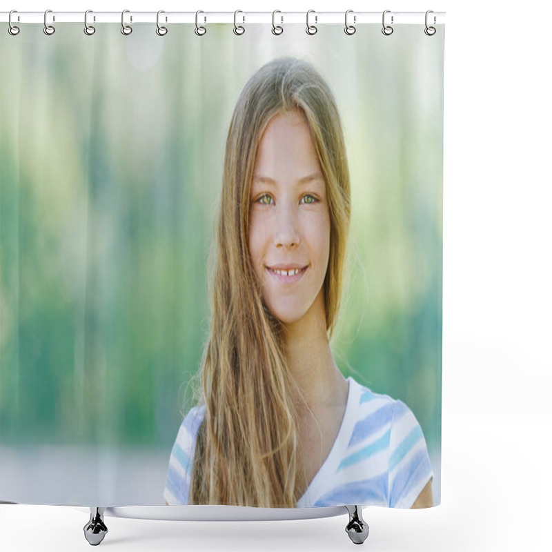 Personality  Smiling Teenage Girl Shower Curtains