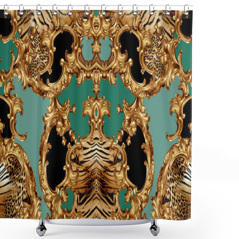 Personality  Golden Baroque And Leopard Skin Shower Curtains