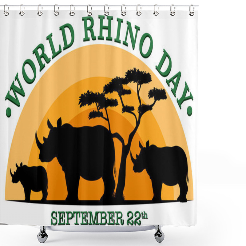 Personality  World Rhino Day September 22 Illustration Shower Curtains