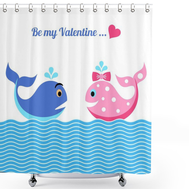 Personality  Valentine Card With Whales Shower Curtains