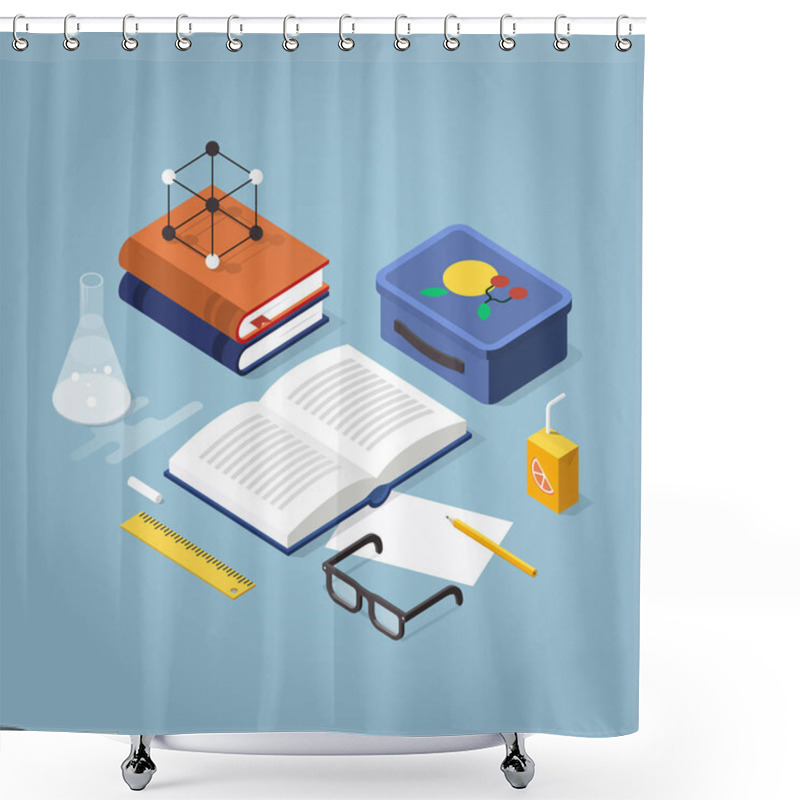 Personality  School Homework Isometric Illustration Shower Curtains