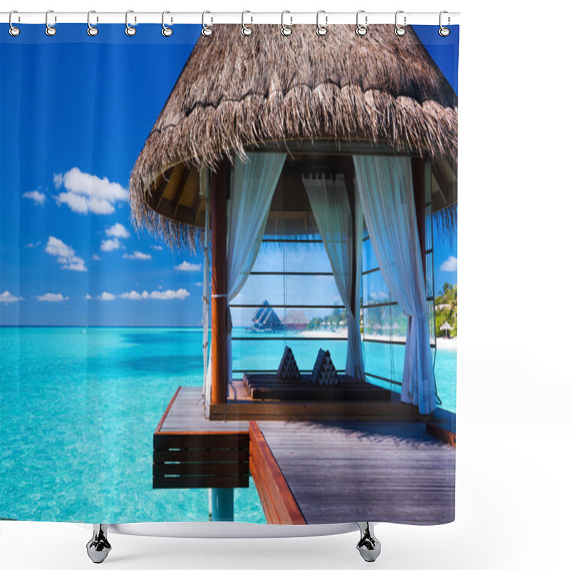 Personality  Overwater Spa And Bungalows In Tropical Lagoon Shower Curtains