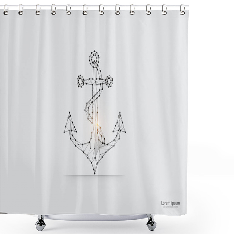 Personality  The Particles, Geometric Art, Line And Dot Of Anchor. Shower Curtains