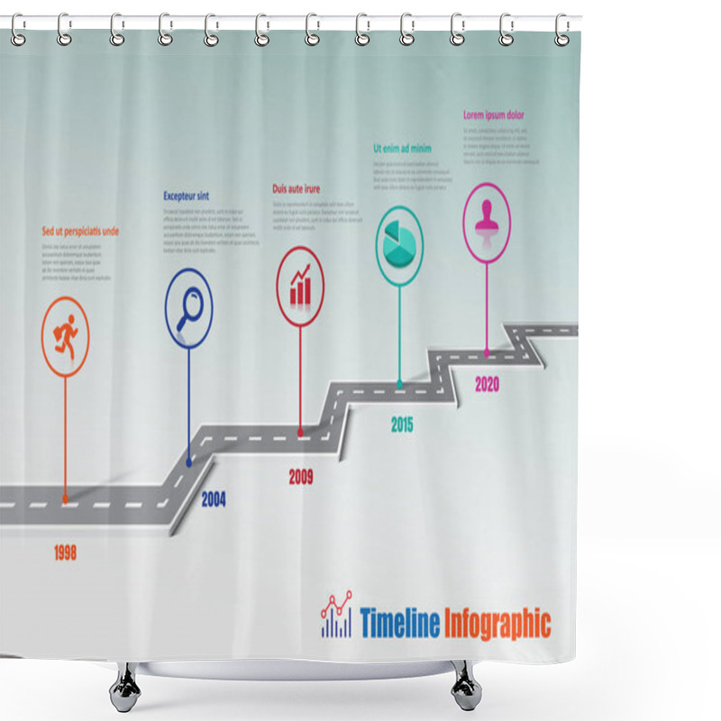 Personality  Business Road Map Timeline Infographic, Vector Illustration Shower Curtains