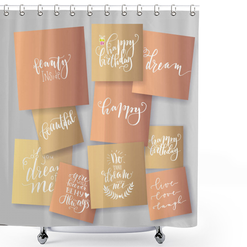 Personality  Set Of Hand Lettering Greeting Cards Shower Curtains