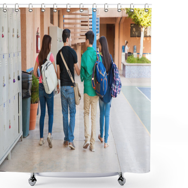 Personality  Group Of Students In A Hallway Shower Curtains