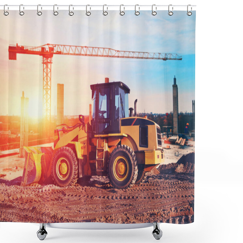 Personality  Bulldozer On Construction Site Shower Curtains