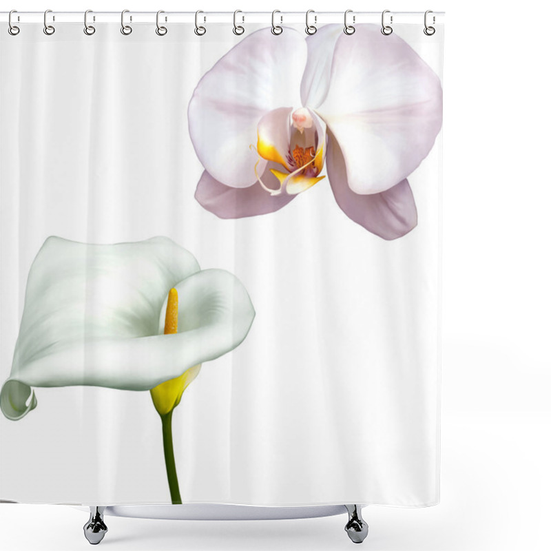 Personality  White Orchid And Calla Lily Shower Curtains