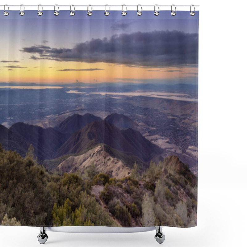 Personality  Sunset Over Eagle Peak And Bald Ridge Via The Main Peak, With The City Of Clayton In The Background. Mount Diablo State Park, Contra Costa County, California, USA. Shower Curtains