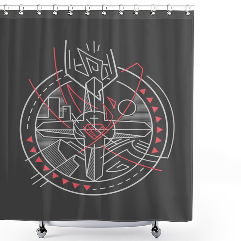 Personality  Cross And Christian Symbols Badge Shower Curtains