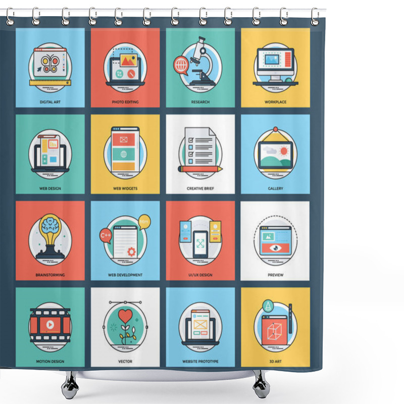 Personality  Web And Mobile Development Icons Set Shower Curtains