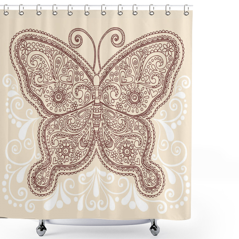 Personality  Butterfly Henna Mehndi Pasiley Doodle Vector Shower Curtains