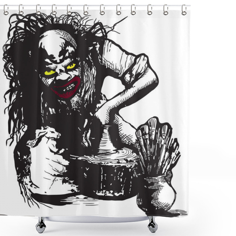 Personality  Potter, Creator, Clown - Vector Freehand Illustration Shower Curtains