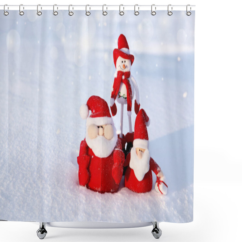 Personality  Christmas Snowman And Santa Shower Curtains