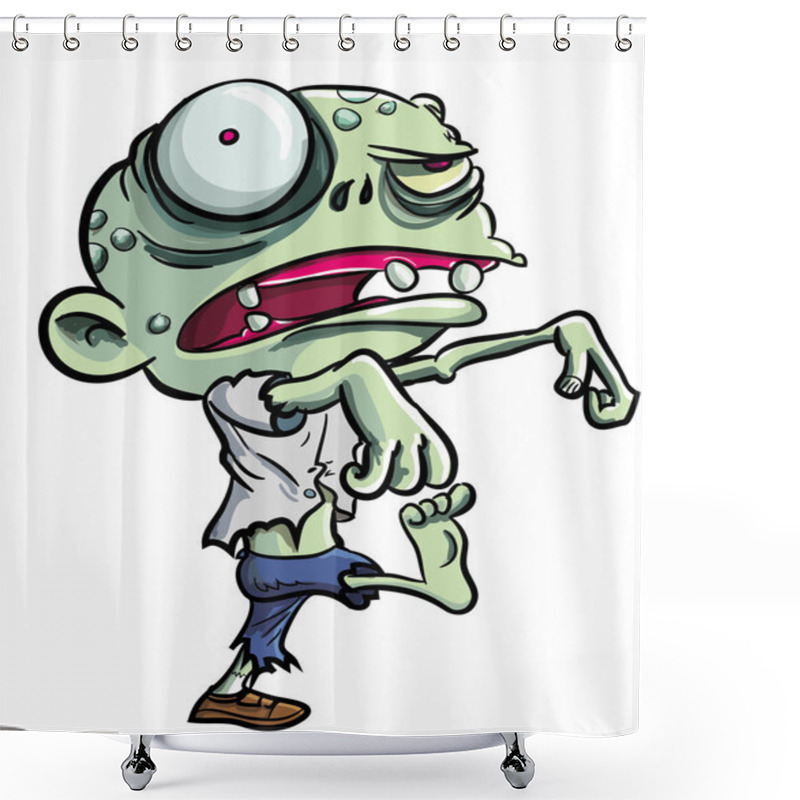 Personality  Cartoon Illustration Of Cute Green Zombie Shower Curtains