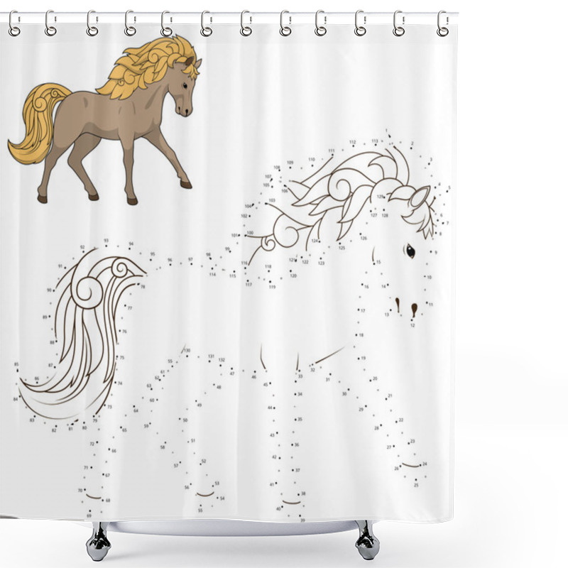 Personality  Connect Dots To Draw Wild Horse Educational Game Shower Curtains