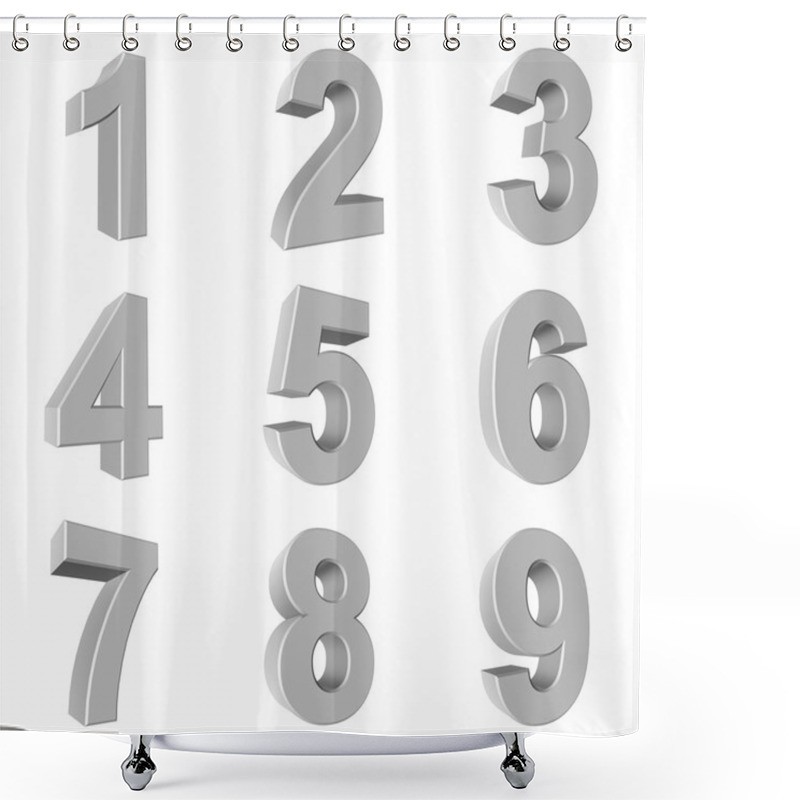 Personality  Number From 1 To 9 In White Over White Background Shower Curtains