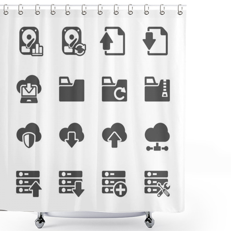 Personality  Hosting And Cloud Computing Icon Set, Vector Eps10 Shower Curtains