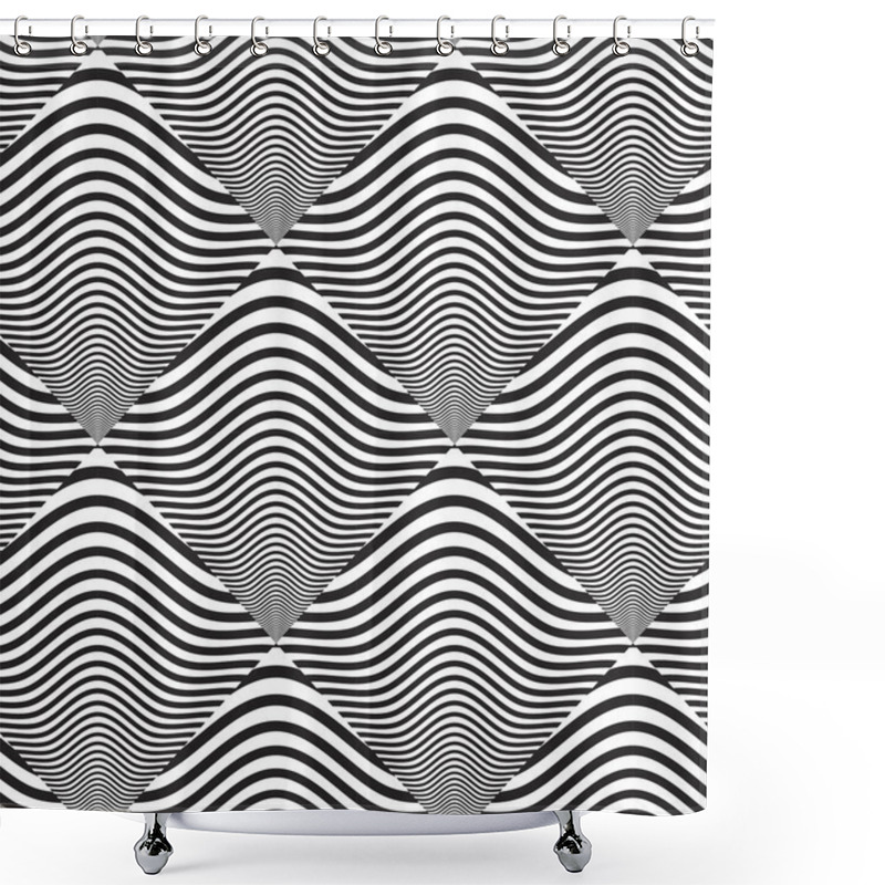 Personality  Black And White Op Art Design Shower Curtains